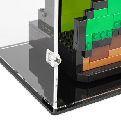 Fitting detail view of LEGO 71438 Super Mario World Mario and Yoshi Display Case.