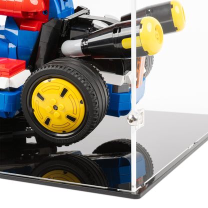 Fitting detail view of LEGO 72037 Mario Kart – Mario and Standard Kart Display Case.