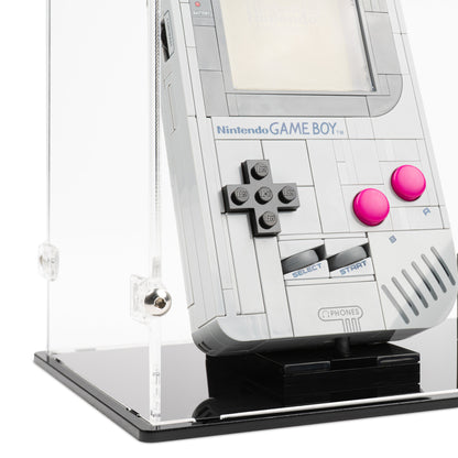 Fitting detail view of LEGO 72046 Game Boy Display Case.