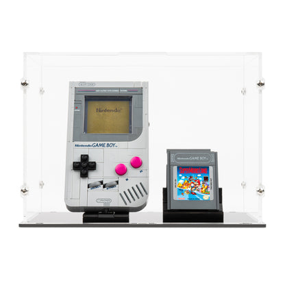 Front view of LEGO 72046 Game Boy Display Case.