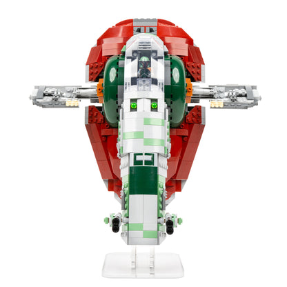 Front view of LEGO 75243 Slave I – 20th Anniversary Edition Display Stand.