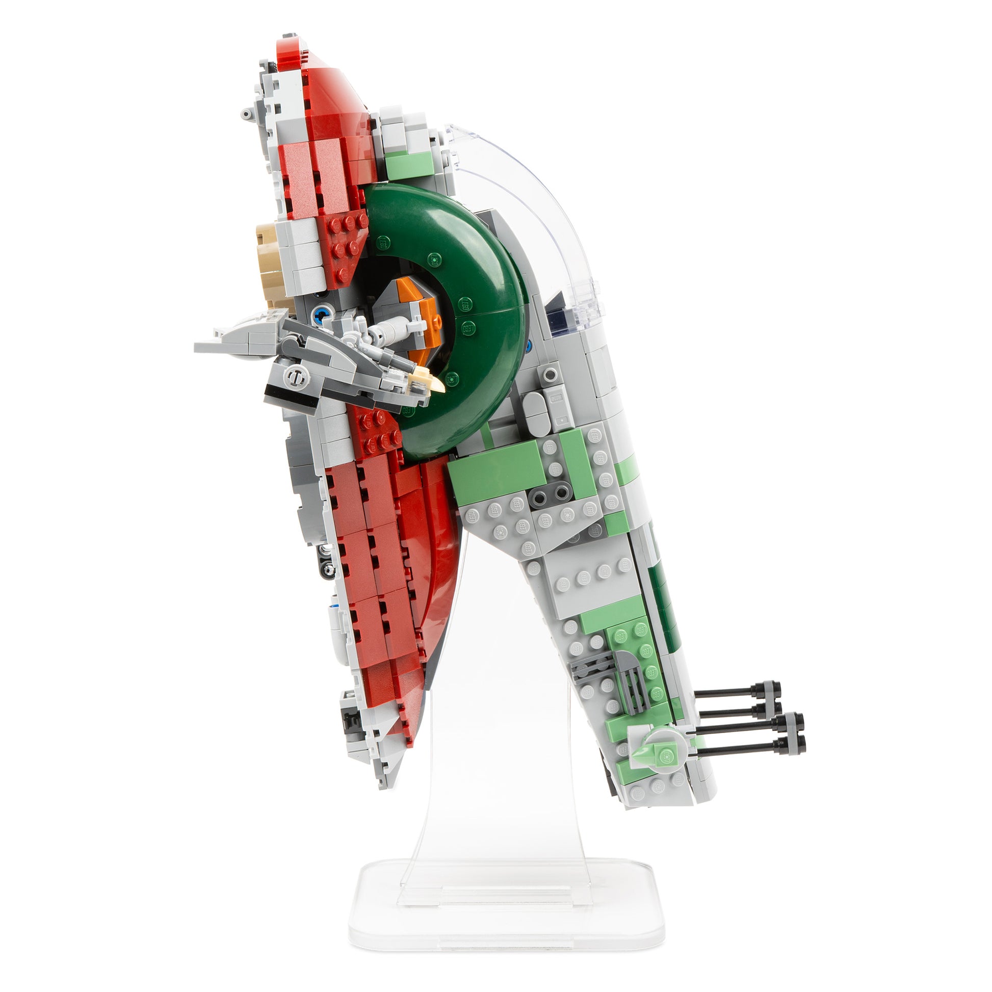Side view of LEGO 75243 Slave I – 20th Anniversary Edition Display Stand.