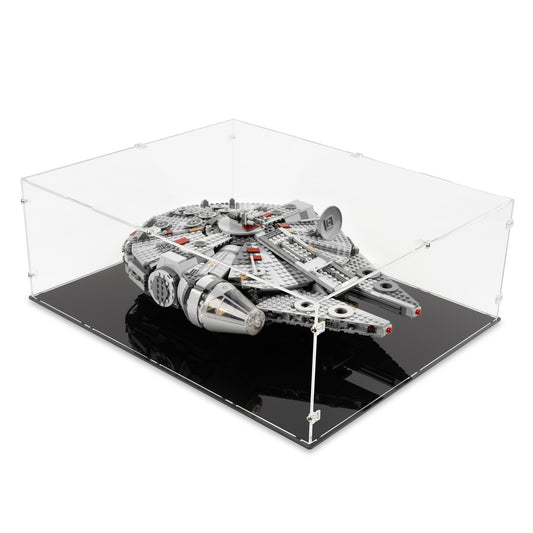 Angled top view of LEGO 75257/75105/7965 Millennium Falcon Display Case.