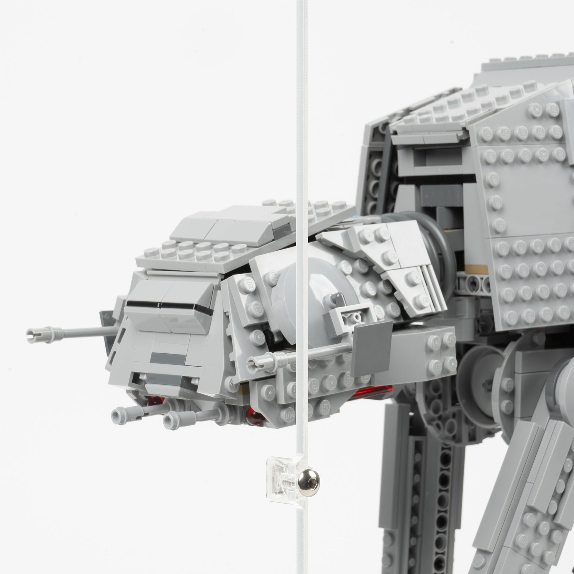 Fitting detail view of LEGO 75288 AT-AT Display Case.