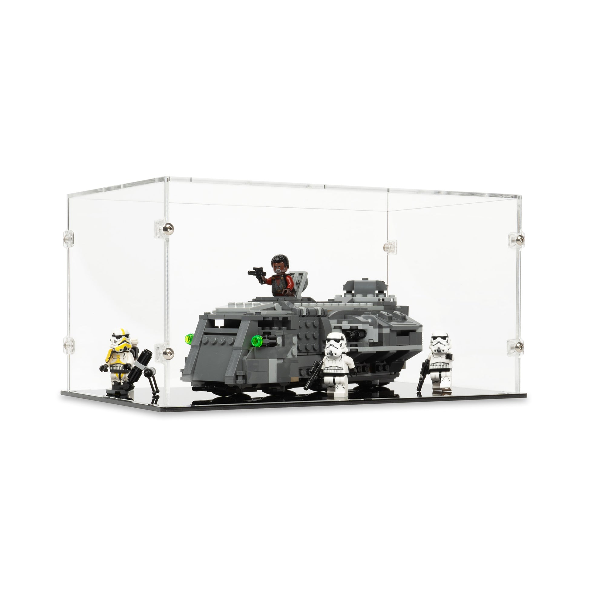 Angled view of LEGO 75311 Imperial Armored Marauder Display Case.