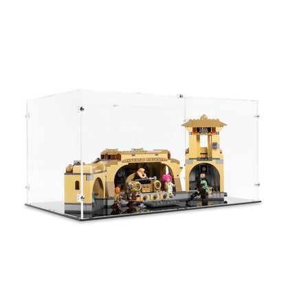 Angled view of LEGO 75326 Boba Fett's Throne Room Display Case.