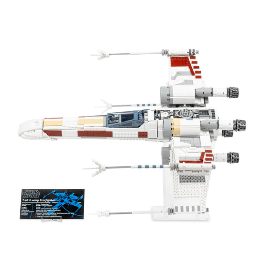 Front view of LEGO 75355 UCS X-Wing Starfighter Display Stand.