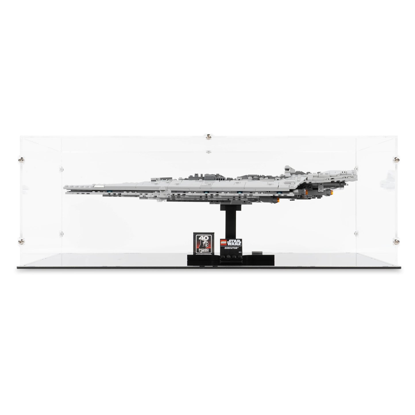 Front view of LEGO 75356 Executor Super Star Destroyer Display Case.