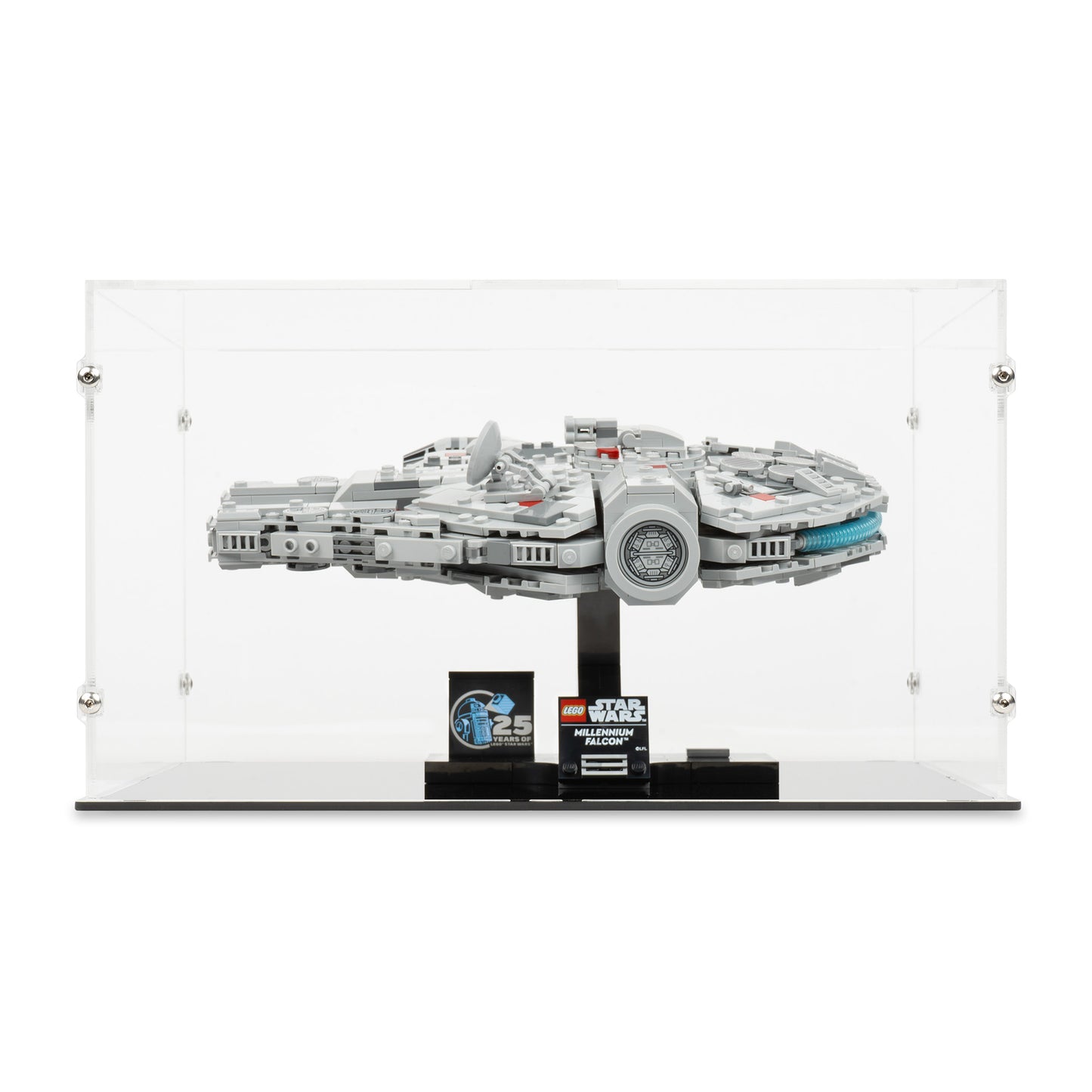 Front view of LEGO 75375 Millennium Falcon Display Case.