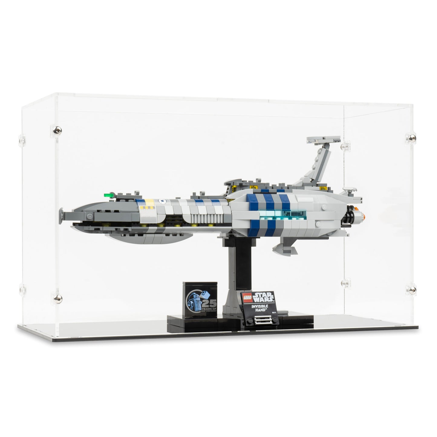 Angled view of LEGO 75377 Invisible Hand Display Case.