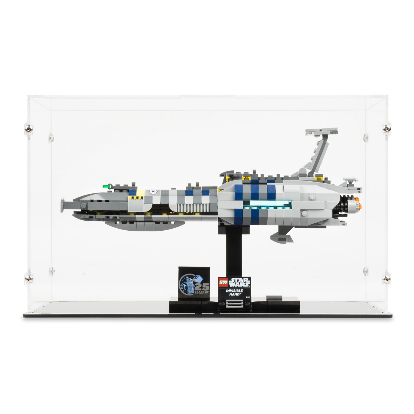 Front view of LEGO 75377 Invisible Hand Display Case.