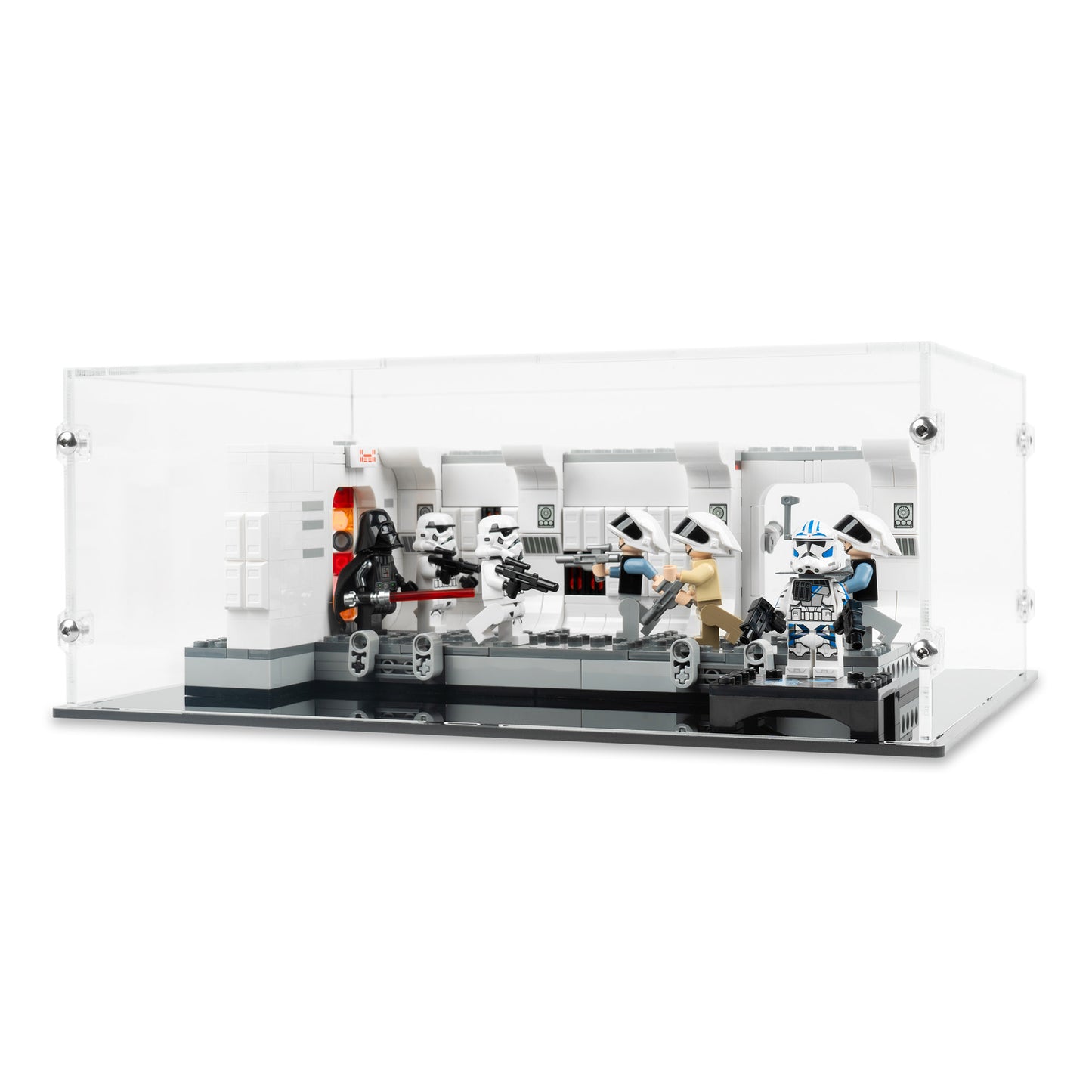 Angled view of LEGO 75387 Boarding the Tantive IV Display Case.