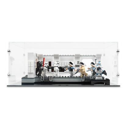 Front view of LEGO 75387 Boarding the Tantive IV Display Case.