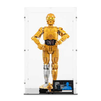 Front view of LEGO 75398 C-3PO Display Case.