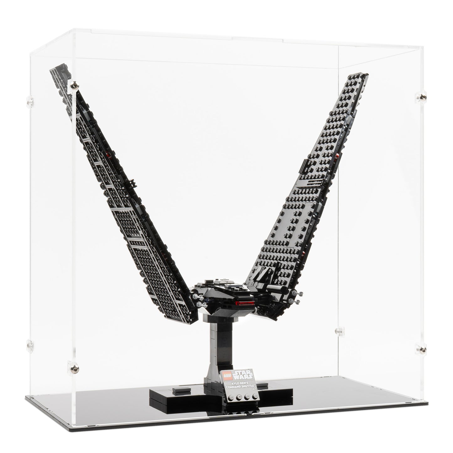 Angled view of LEGO 75406 Kylo Ren's Command Shuttle Display Case.