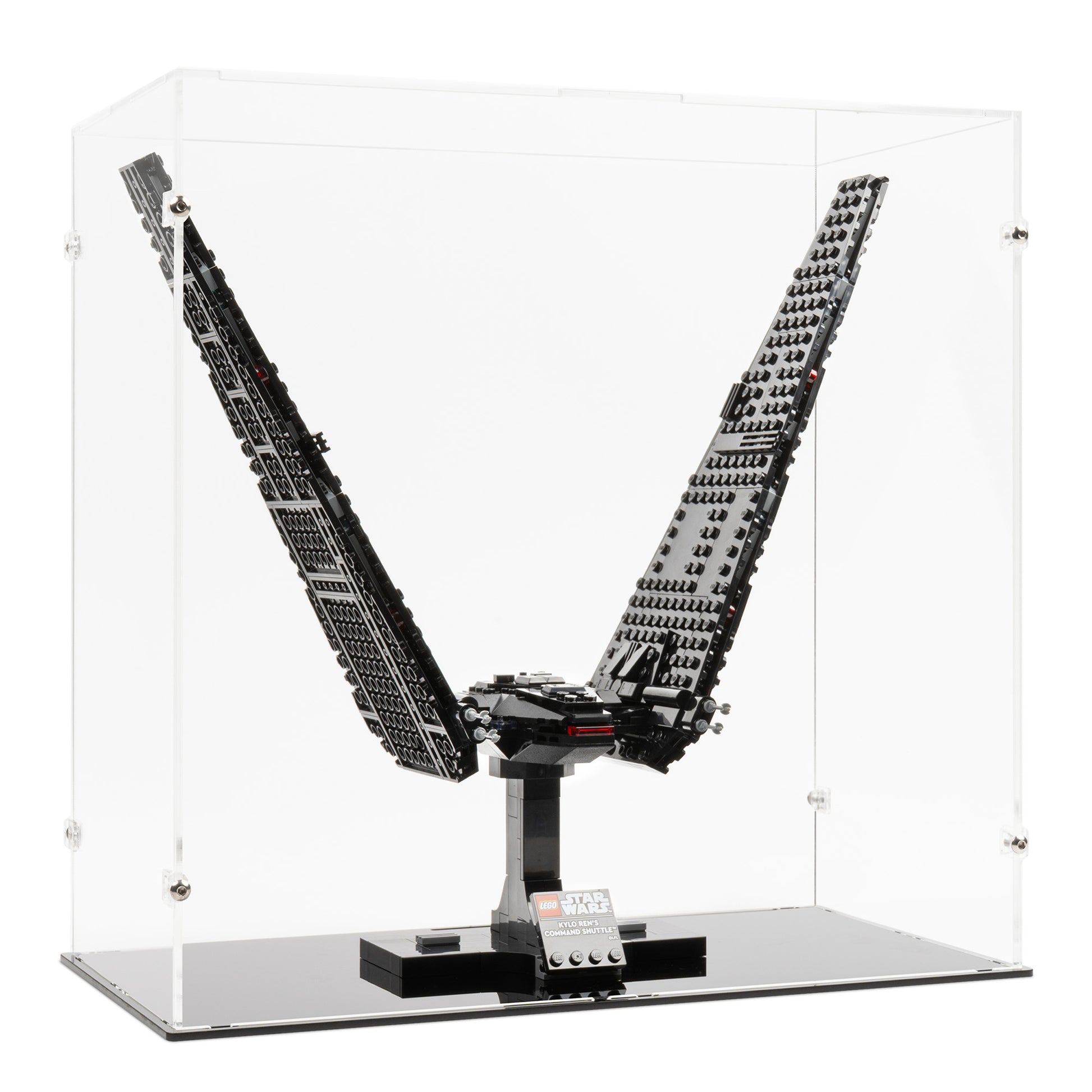 Angled view of LEGO 75406 Kylo Ren's Command Shuttle Display Case.