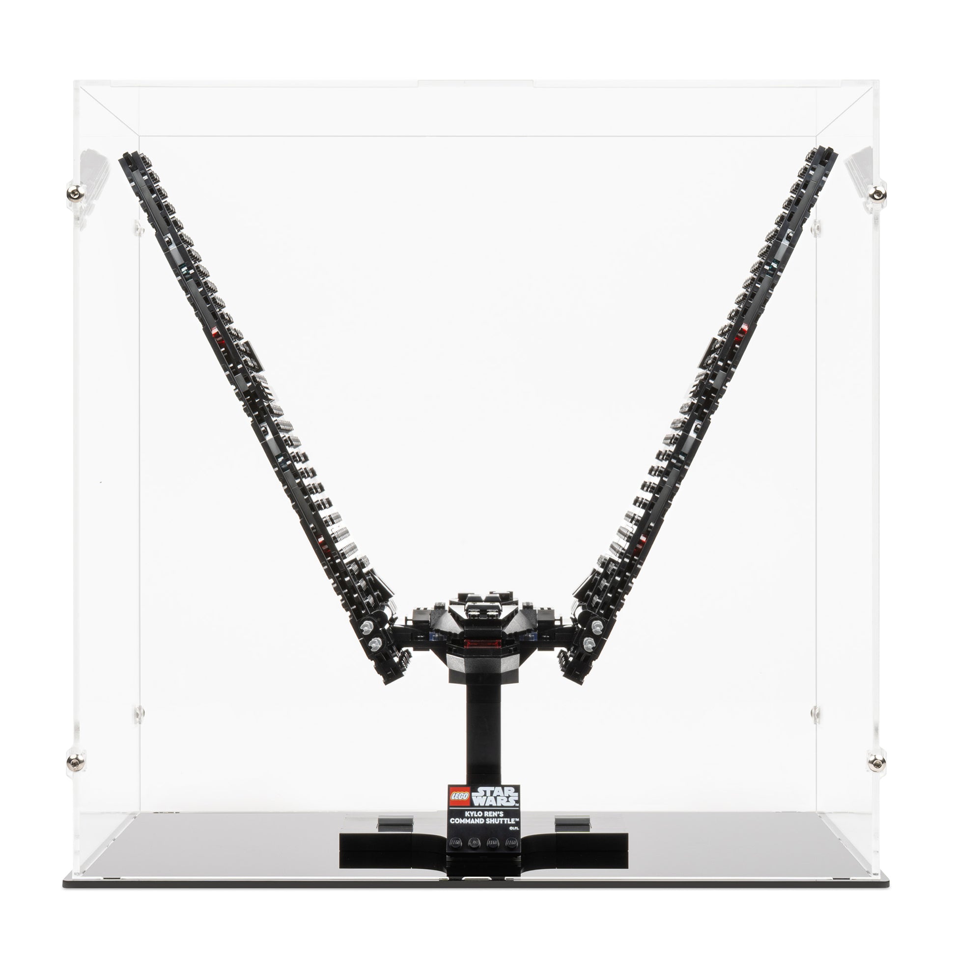 Front view of LEGO 75406 Kylo Ren's Command Shuttle Display Case.