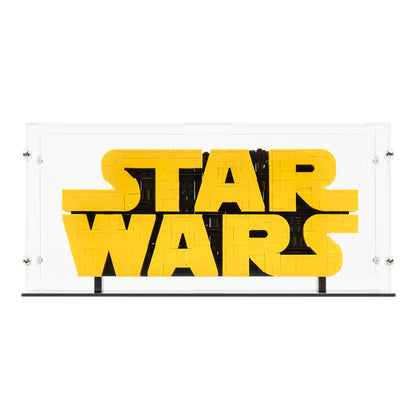 Front view of LEGO 75407 Brick-Built Star Wars Logo Display Case with a clear background.