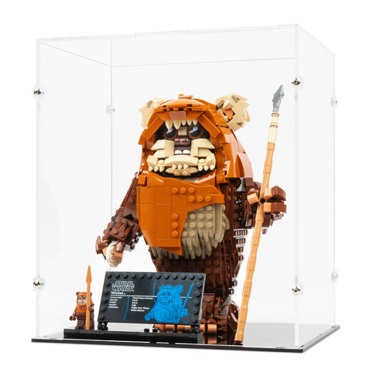 Angled view of LEGO 75430 Wicket the Ewok Display Case.