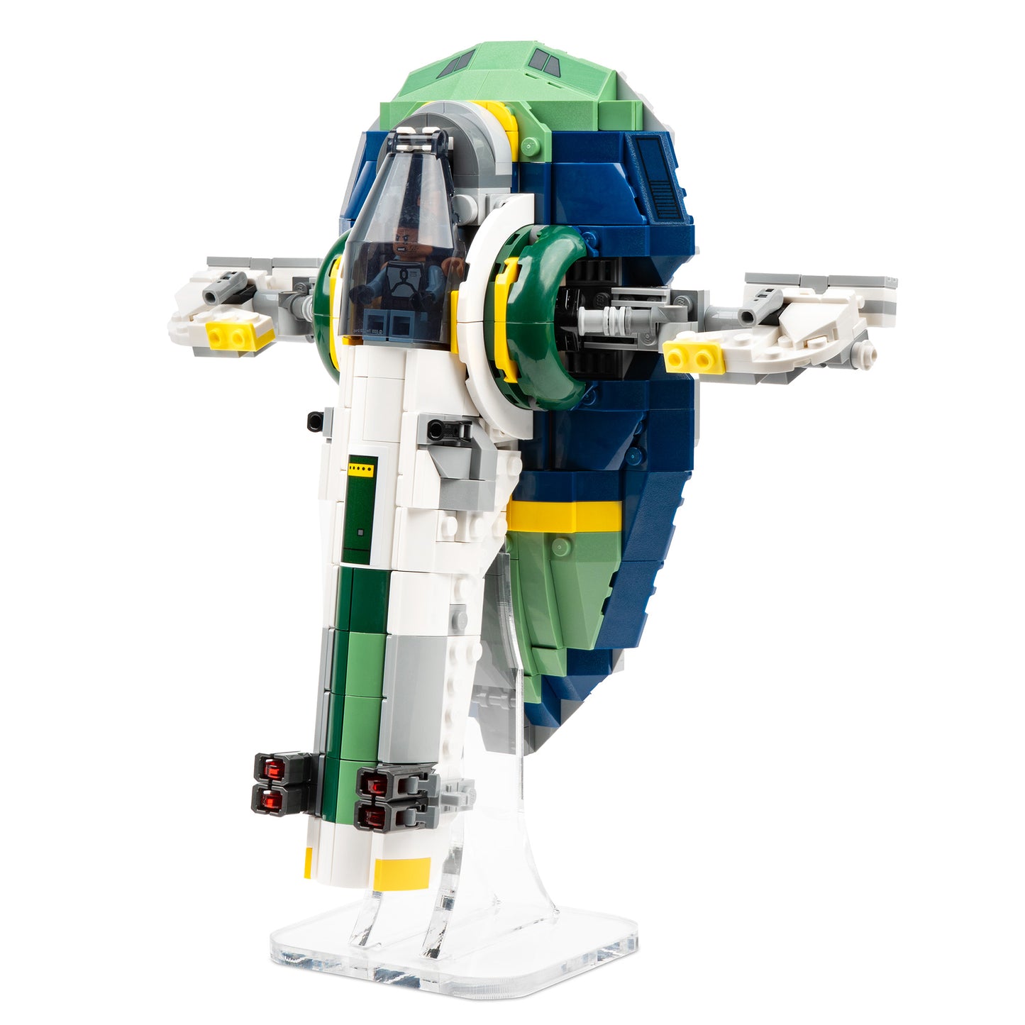 Angled view of LEGO 75433 Jango Fett's Starship Display Stand.