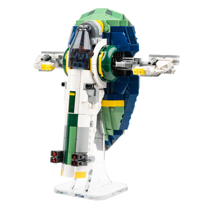Angled view of LEGO 75433 Jango Fett's Starship Display Stand.