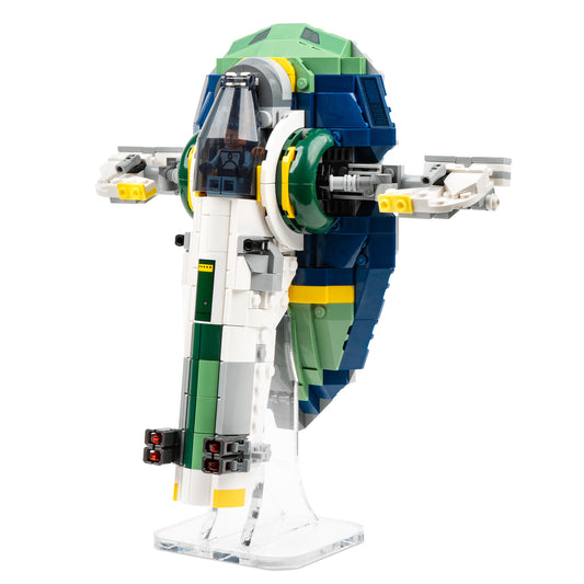 Angled view of LEGO 75433 Jango Fett's Starship Display Stand.