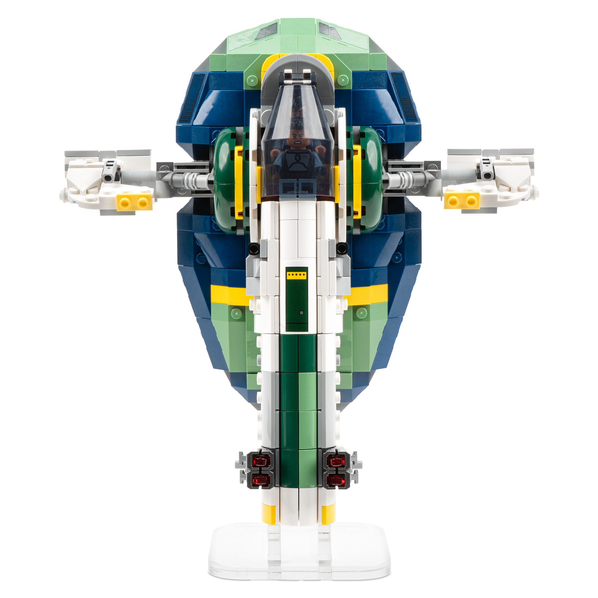 Front view of LEGO 75433 Jango Fett's Starship Display Stand.