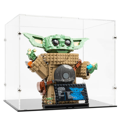Angled view of LEGO 75446 Grogu Mandalorian Apprentice Display Case.