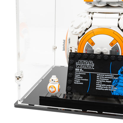 Minifigure detail view of LEGO 75452 BB-8 Astromech Droid Display Case.