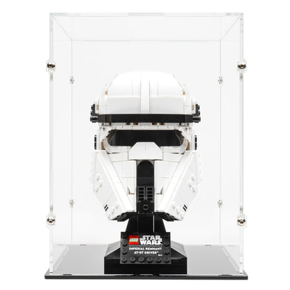 Front view of LEGO 75458 Imperial Remnant AT-RT Driver Helmet Display Case.