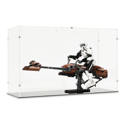 Angled view of LEGO 75532 Scout Trooper and Speeder Bike Display Case.