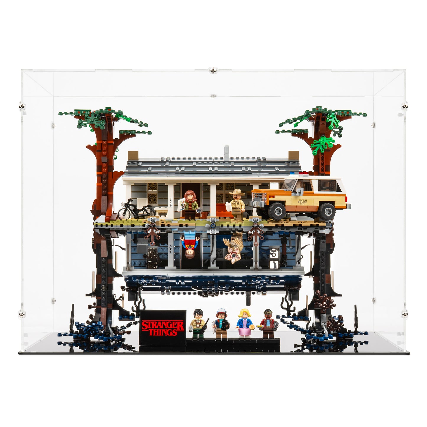 Front view of LEGO 75810 The Upside Down Display Case.