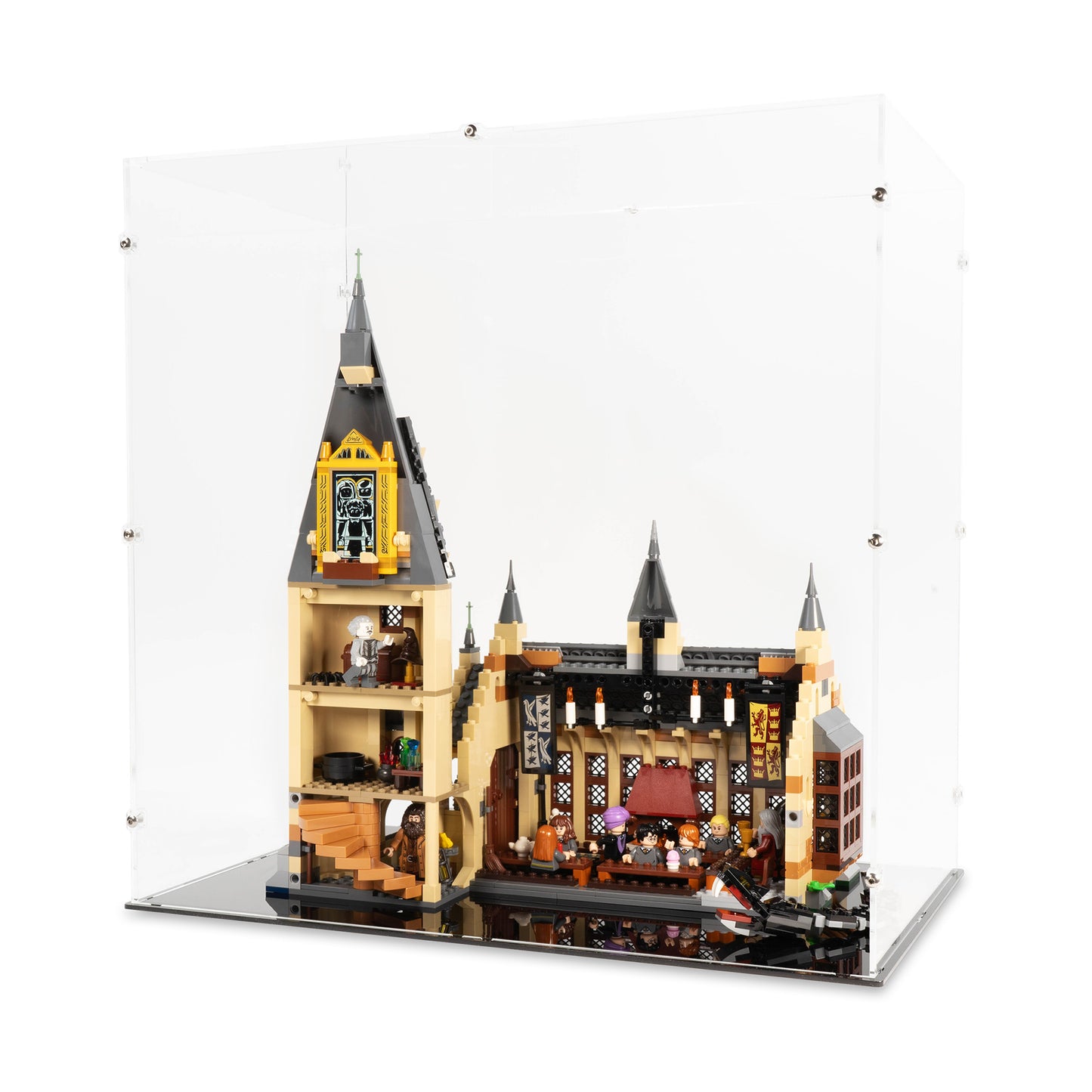 Back angled view of LEGO 75954 Hogwarts Great Hall Display Case.