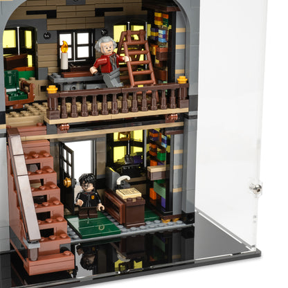 Back fitting detail view of LEGO 75978 Diagon Alley Display Case.