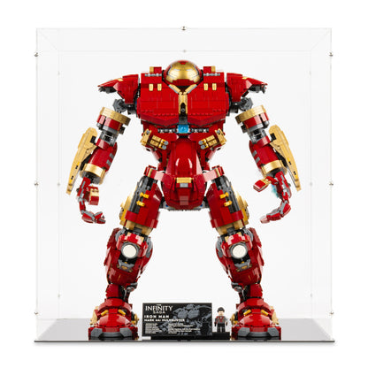 Front view of LEGO 76210 Hulkbuster Display Case.