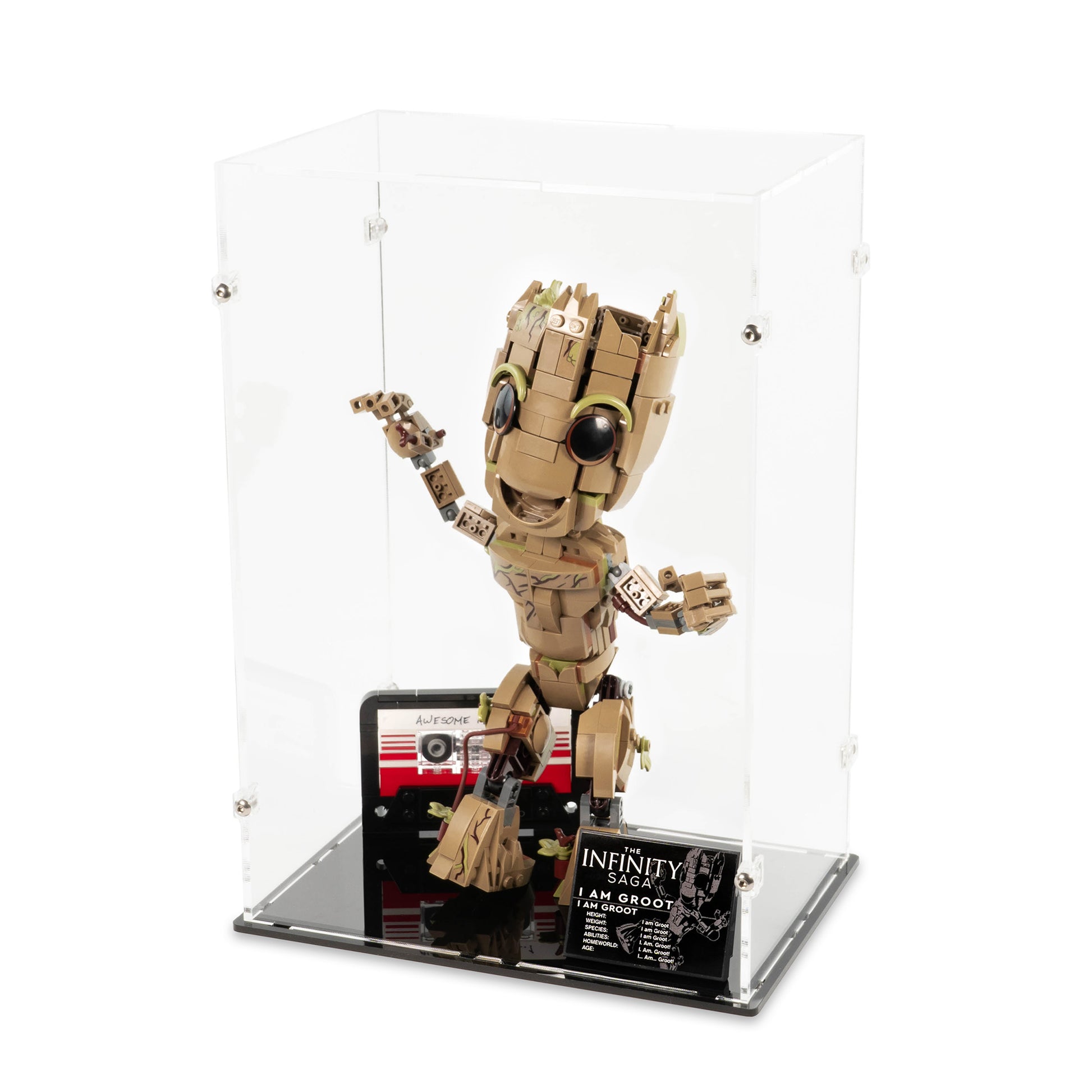 Angled top view of LEGO 76217 I am Groot Display Case.