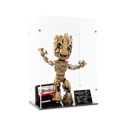 Angled view of LEGO 76217 I am Groot Display Case.