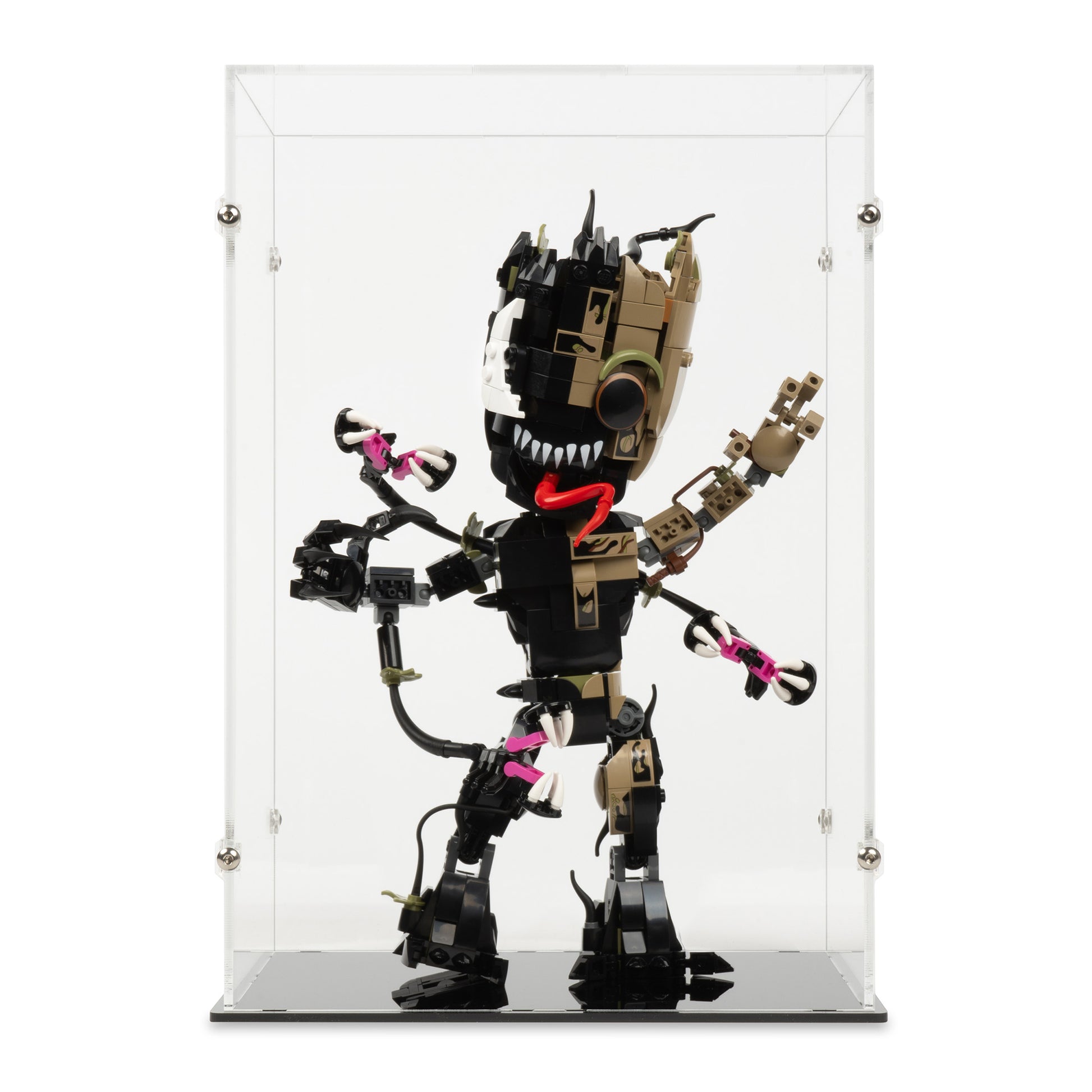 Front view of LEGO 76249 Venomized Groot Display Case.