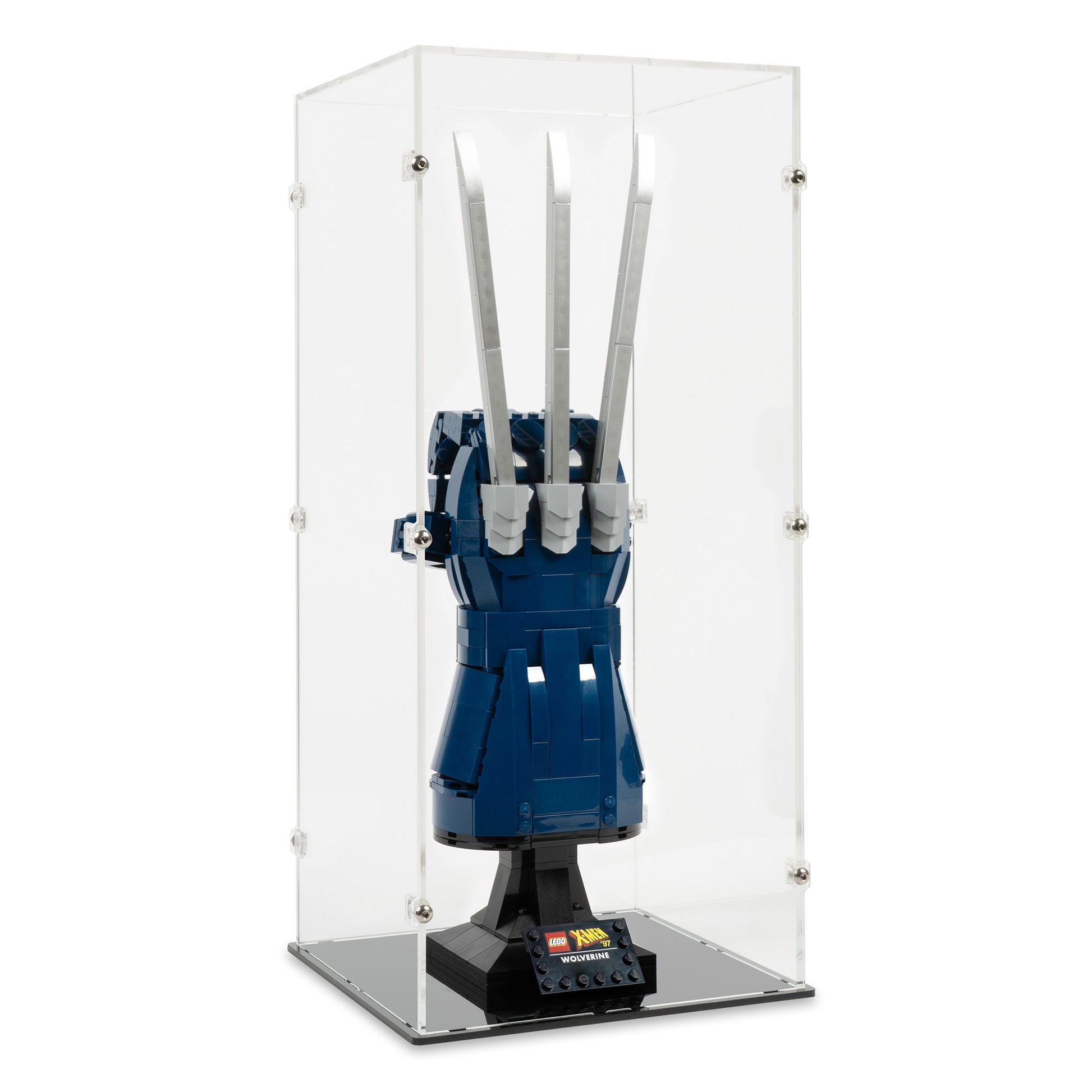 Left angled view of LEGO 76250 Wolverine's Adamantium Claws Display Case.