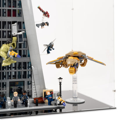 Fitting detail view of LEGO 76269 Avengers Tower Display Case.