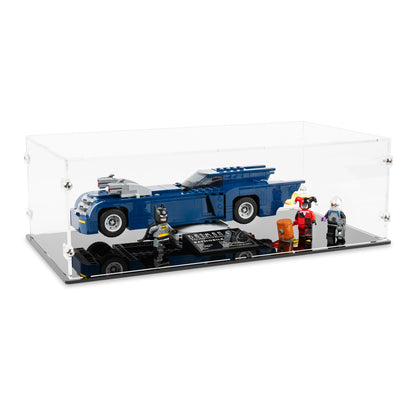 Angled top view of LEGO 76274 Batman with the Batmobile™ vs Harley Quinn™ and Mr. Freeze™ Display Case.