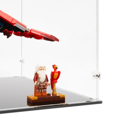 Fitting detail view of LEGO 76394 Fawkes Display Case.