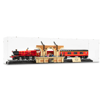 Angled view of LEGO 76405 Hogwarts Express – Collectors' Edition Display Case.