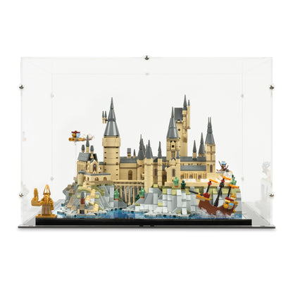 Front view of LEGO 76419 Hogwarts Castle and Grounds Display Case.