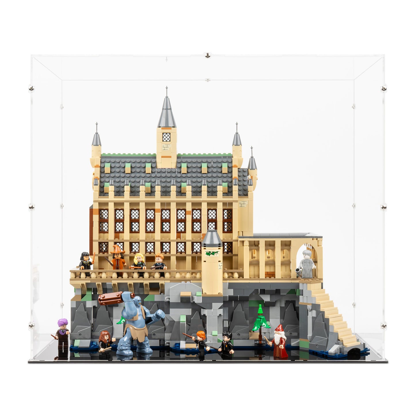 Front view of LEGO 76435 Hogwarts Castle The Great Hall Display Case.