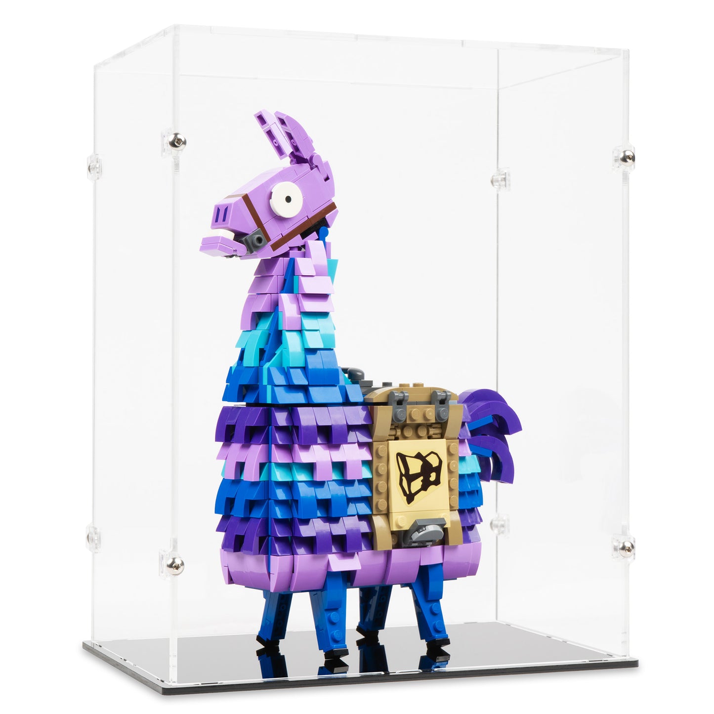 Angled view of LEGO 77071 Supply Llama Display Case.