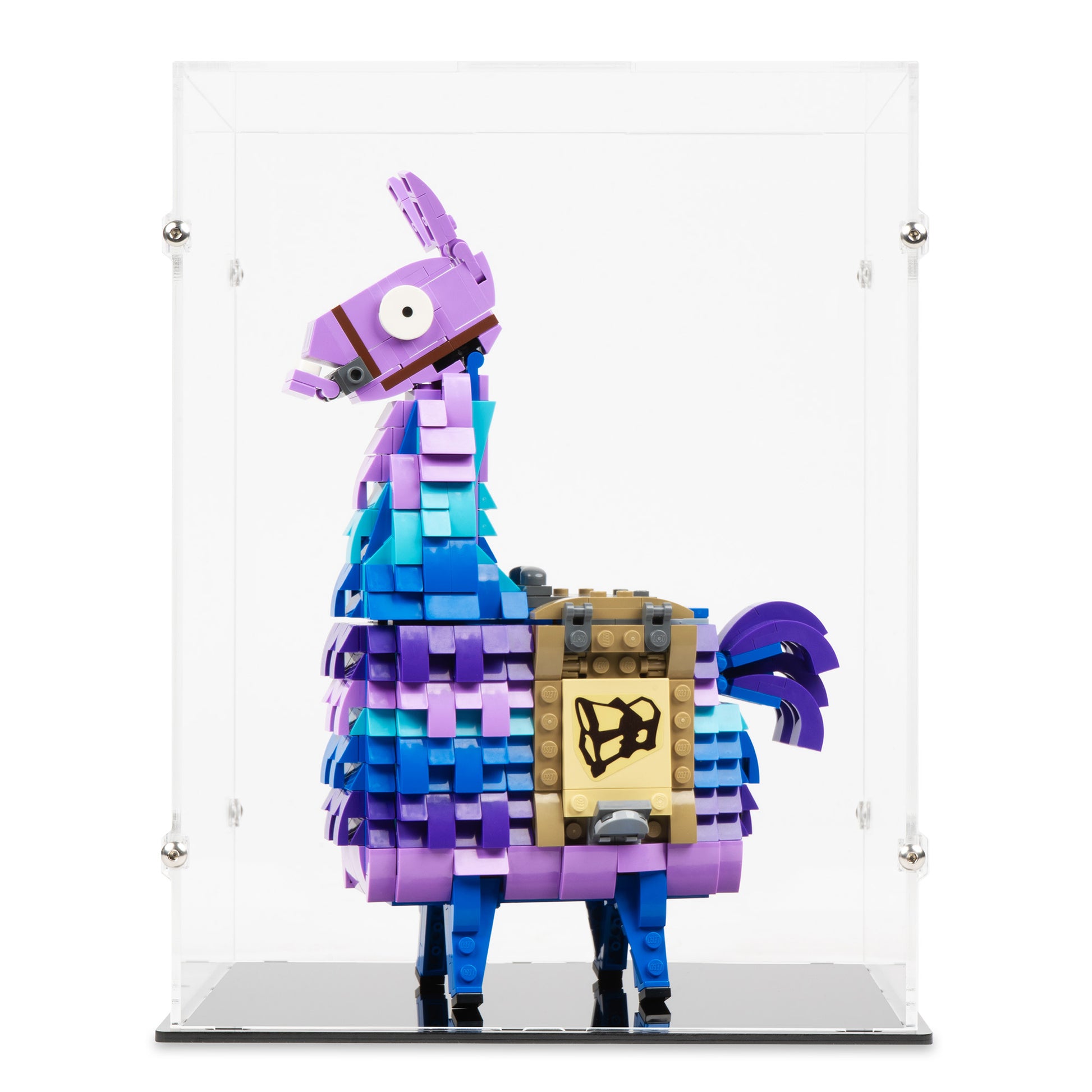 Front view of LEGO 77071 Supply Llama Display Case.