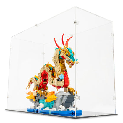 Bottom angled view of LEGO 80112 Auspicious Dragon Display Case.