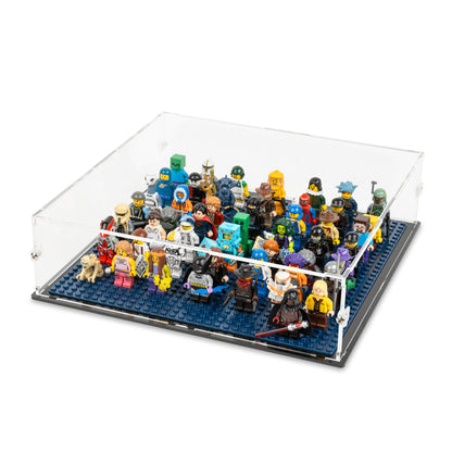 Angled top view of LEGO Minifigure 32x32 Baseplate Display Case.