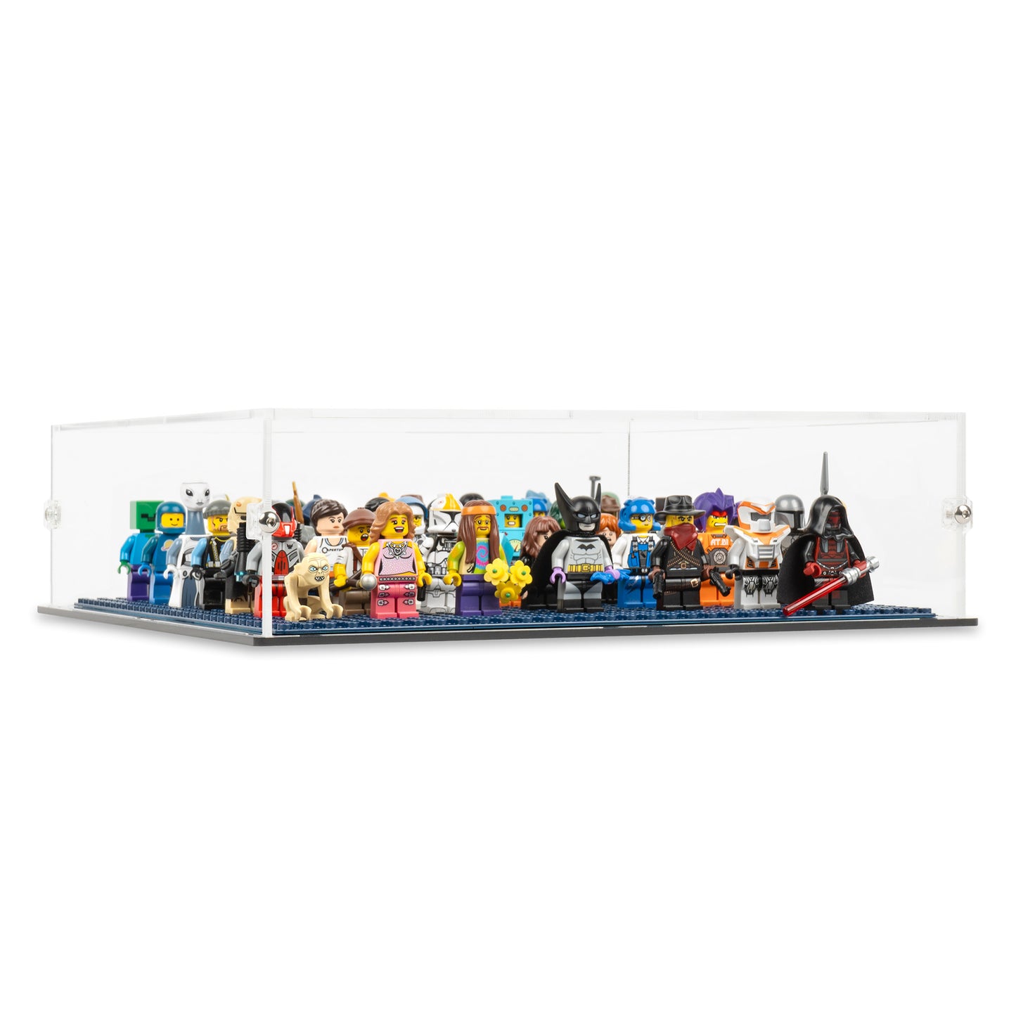 Angled view of LEGO Minifigure 32x32 Baseplate Display Case.